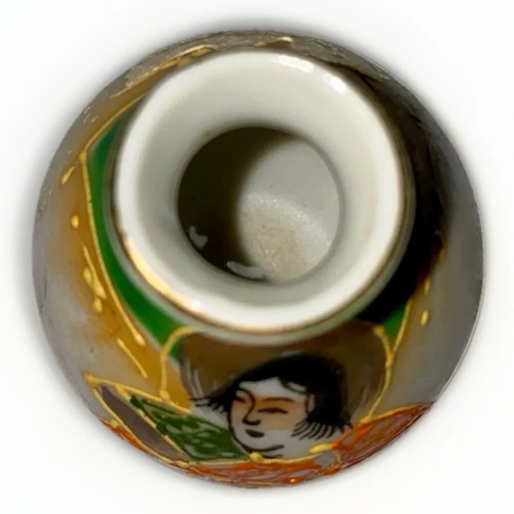 Vintage Small Moriage Satsuma Vase  the‎ Immortals 2 Inches Occupied Japan-Mini